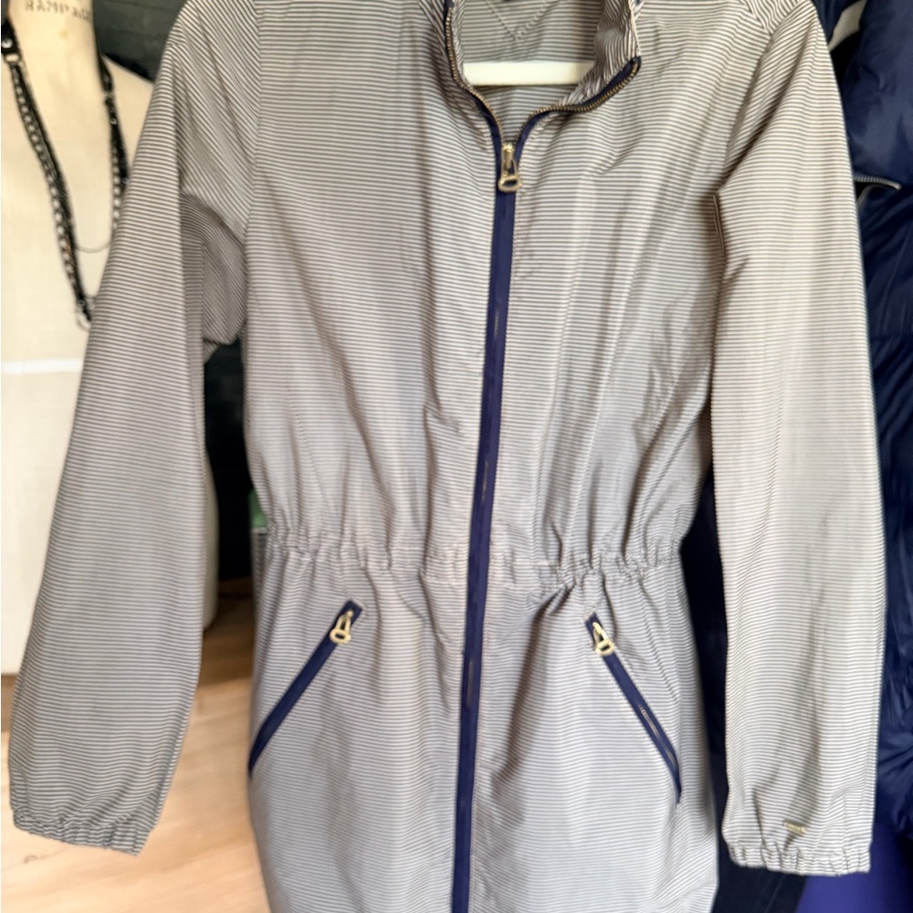 Tommy Hilfiger Women's Striped Utility Jacket with Navy Trim